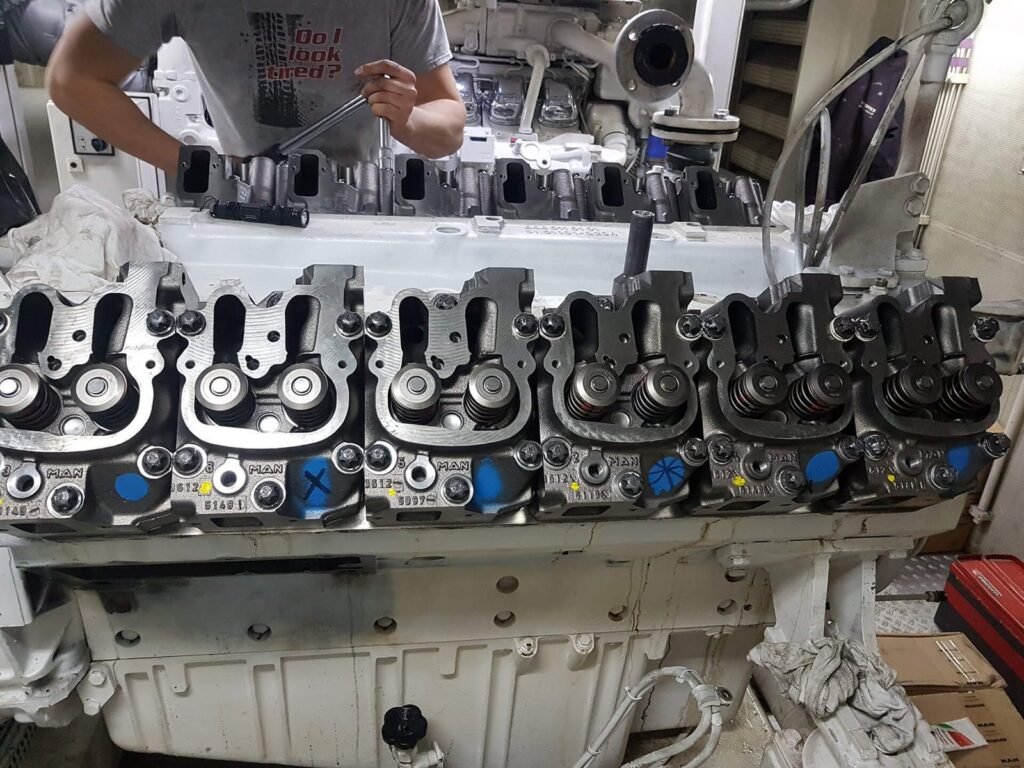 MAN marine engines in workshop